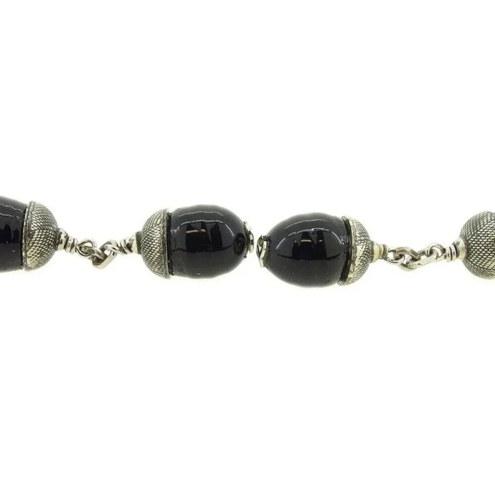 CHANEL cuffs Silver black Women Authentic secondhand